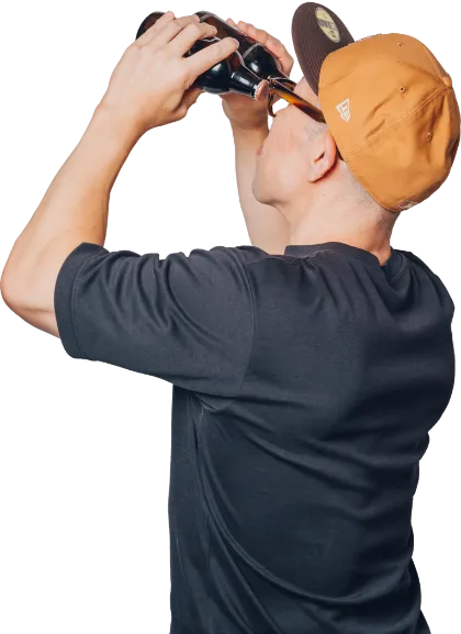 ホッピーを持っているオーナー